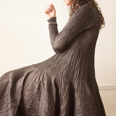 Y2K Ray Harris London Graphite Pleated Gown 