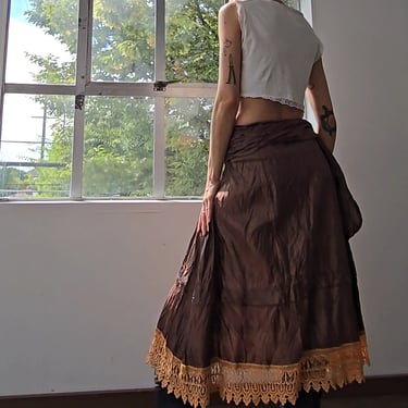 Pecan Shimmer Tiered Skirt (S)