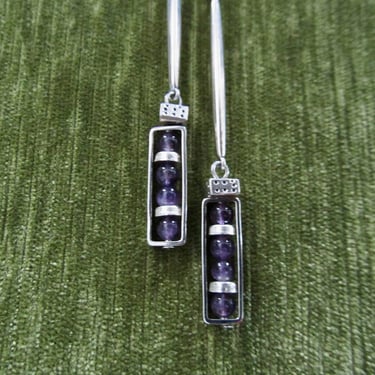 Simple purple stone and silver earrings 
