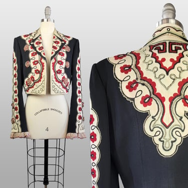 1940s Matador Jacket / 1940s Toreador Jacket / Bullfighting Jacket / Spanish Jacket / Embroidered Jacket / Size Small 