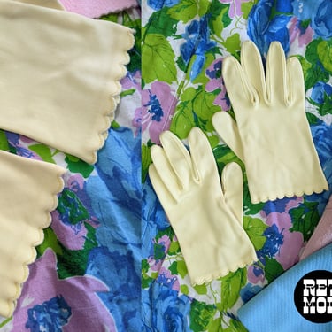 Sweet Vintage 60s 70s Light Pastel Yellow Butter Tea Gloves 