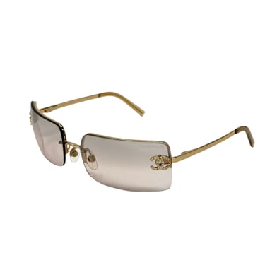 Chanel Smoke Rhinestone Rimless Sunglasses