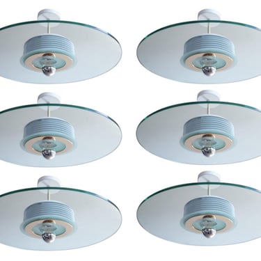 Set of Six Midcentury Semi Flush Mounts by Fratelli Martini . Italy, 1970's.