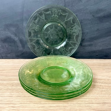 Anchor Hocking Cameo green bread and butter plates - set of 4 - 1930s vintage 