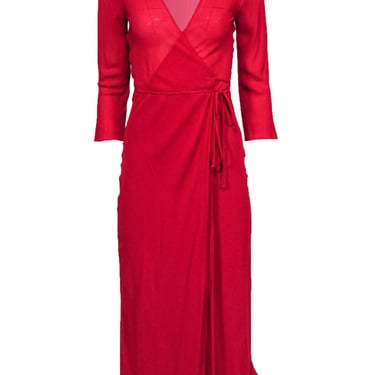 Reformation - Red Wrap Long Sleeve Maxi Dress Sz XS