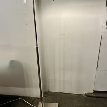 Chrome Pharmacy Style Floor Lamp with Rounded Tent Shade