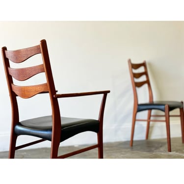 Set of 8, Midcentury Danish Modern by Arne Wahl Iversen Dining Chairs in Teak