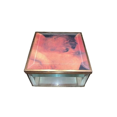 Vintage Mirrored Glass Angel/Rapheal Trinket Box 