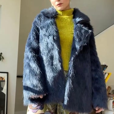 Cookie Monster Blue Faux Fur Coat 
