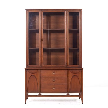 Broyhill Brasilia Mid Century Walnut and Brass China Cabinet - mcm 