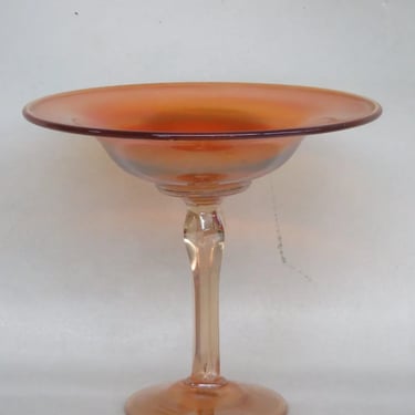 Carnival Glass Marigold Iridescent Pedestal Candy Compote Dish 3539B