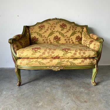 Vintage French Louis XV Rococo - Style Carved Wood Settee 