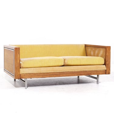 Founders Mid Century Walnut and Cane Loveseat - mcm 