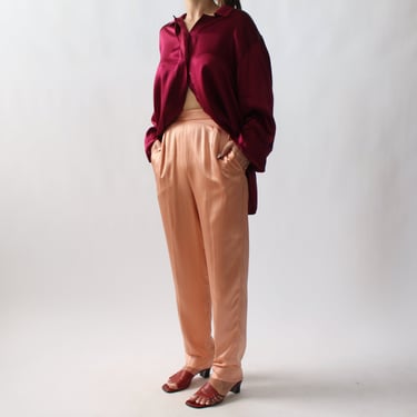 Vintage Peachy Satin Silk Pants - W24