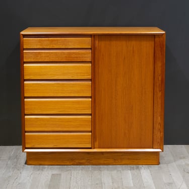 Mid-century Teak Gentlemen's Dresser with Tambour Door by Berhard Pedersen &amp; Son, Denmark c.1960