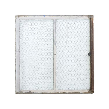 Antique 21.75 in. Square Chicken Wire Steel Frame Window