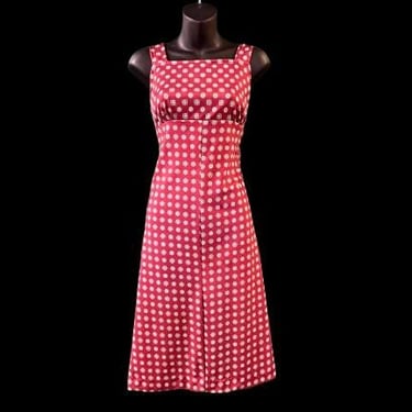 sleeveless red tie print dress vintage 1970s sundress large 