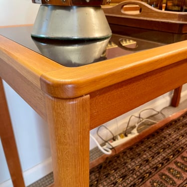 Scandinavian Modern Teak and Glass Console Table