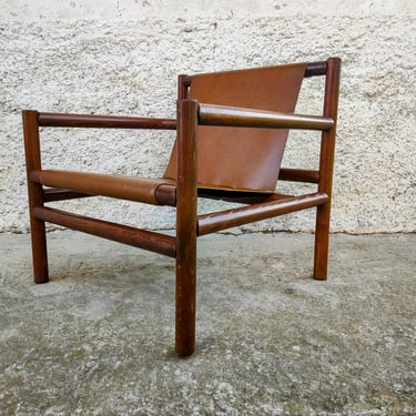 Vintage Brown Leather Armchair /Mid Century Lounge Cocktail Armchair/Brown Leather Armchair/ Vintage Furniture/Yugoslavia/ Branko Ursic/ 60s 