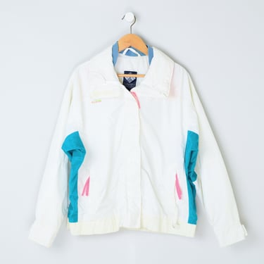 Vintage 1980s White & Neon Columbia Jacket - eighties, ski, hiking, winter - Women's XL 