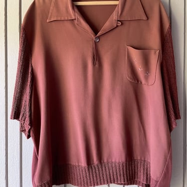 Vintage 1940s Gabardine Knit Pullover Shirt XL XXL 