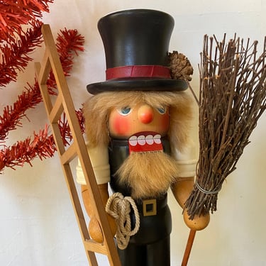 Vintage 15&quot; Nutcracker By Holzkunst Christian Ulbricht Chimney Sweep, West Germany, Collector, Christmas Decor, Wood Chimney Sweeper 