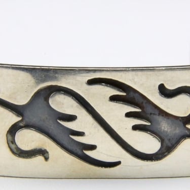 Vintage Sterling Silver Shadow Box Cut Bracelet Cuff Abstract Design Jewelry 