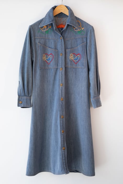 Gram 1970s Denim Embroidery Dress