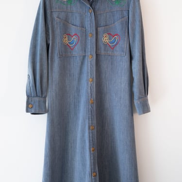 Gram 1970s Denim Embroidery Dress