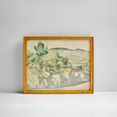Vintage Framed Print of Paul Cezanne's Painting Hillside in Provence 