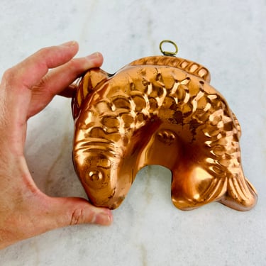 Vintage Copper Mold, Fish Shaped, Tagus Portugal, for wall decor, farmhouse, cottage, coastal, kitchen, copper collection, gift 