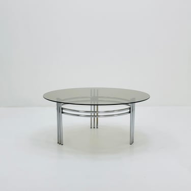 Mid century smoked Glass & Chrome Coffee Table, 1970s 