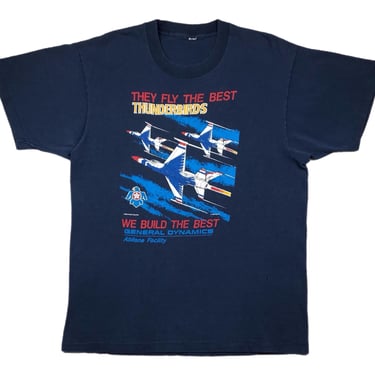 Vintage 1988 Abilene Facility “They Fly The Best Thunderbirds, We Build The Best General Dynamics” Fighter Jet Graphic T-Shirt Size Large 