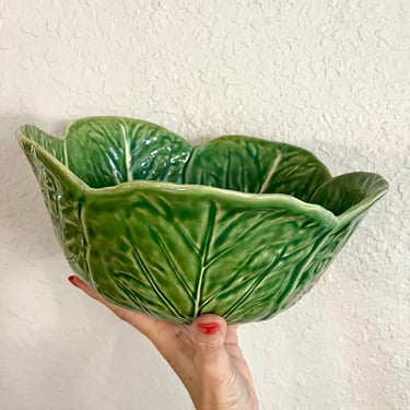 Vintage Cabageware Bowl | Large Serving Bowl | Vintage Majolica | Bordallo Pinneiro Portugal | Lettuceware 
