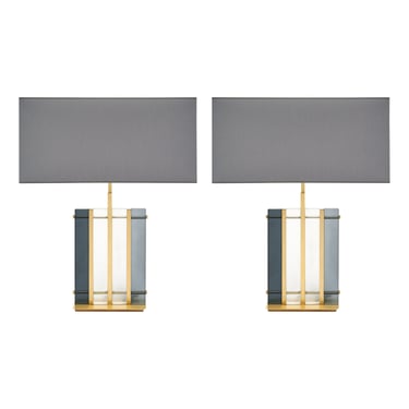 Murano Glass Gray “Tormalina” Slab Lamps