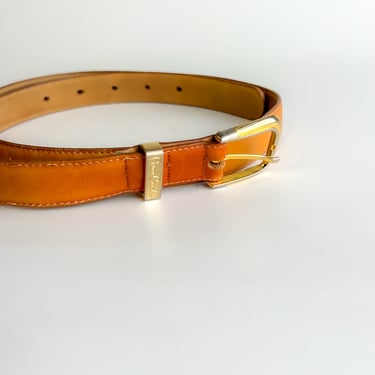 Pierre Cardin Tan Leather and Brass Belt