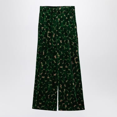 Dries Van Noten Green Trousers With Polka Dot Print Women