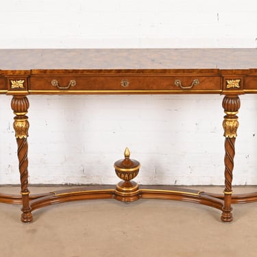 Karges French Regency Louis XVI Burled Walnut and Gold Gilt Console Table or Server