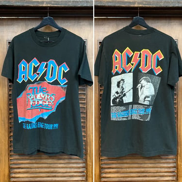 Vintage 1990’s Dated 1991 AC/DC Rock Band “The Razors Edge” Tour Tee Shirt, 90’s Band T Shirt, Vintage Clothing 