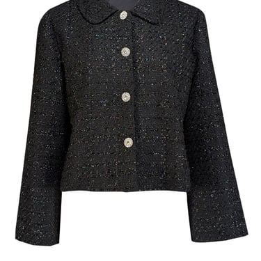 Hill House - Black Metallic Boucle Button Front Jacket Sz L