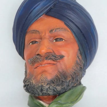 Bossons England Chalkware Head Sikh Wall Hanging Bust Sculpture 3489B