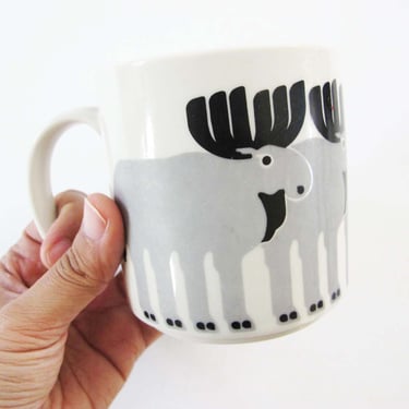 Vintage Taylor and Ng Mug - 1984 Taylor Ng Moose Reindeer Coffee Mug - Made in Japan Ceramic Mug Minimals - Cabin Woodsy Nature Gift 