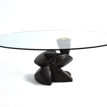 Roche Bobois Bauhaus Cubist Bronze Sculptural Coffee Cocktail Table Swivel Top 