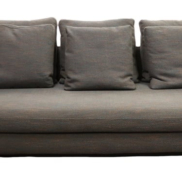 Blue Green Grey Sofa w Black Metal Base Modern Contemporary Transitional 