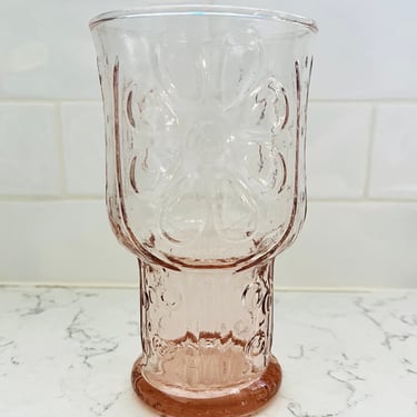 Lovely Vintage Libby Country Garden Water Rose Pink Juice, Milk, Drinking Glass by LeChalet