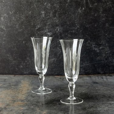 Pair of Engraved Champagne Flutes