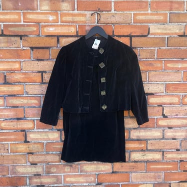 vintage 40s/50s black velvet skirt suit / xs extra small 