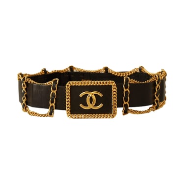 Chanel Black Leather Chain Belt