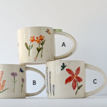 Wildflower Mugs - Handmade Ceramic Mugs 