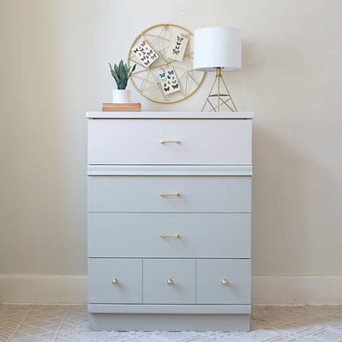 A Two-Toned Soft and Light Mid-Century Modern Chest of Drawers
